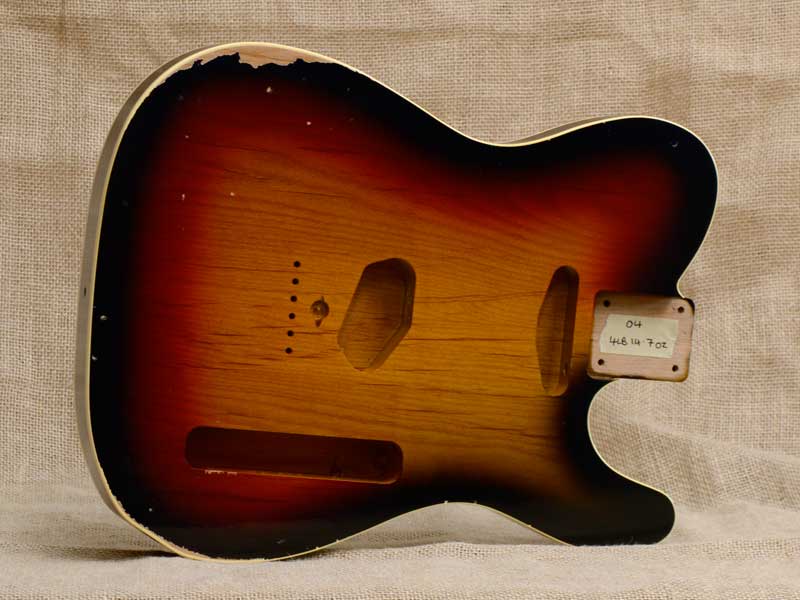 Aged 3 Tone Sunburst Alder Double Bound Telecaster Body #04 Aged 3 Tone Sunburst Alder Double Bound Telecaster Body #04